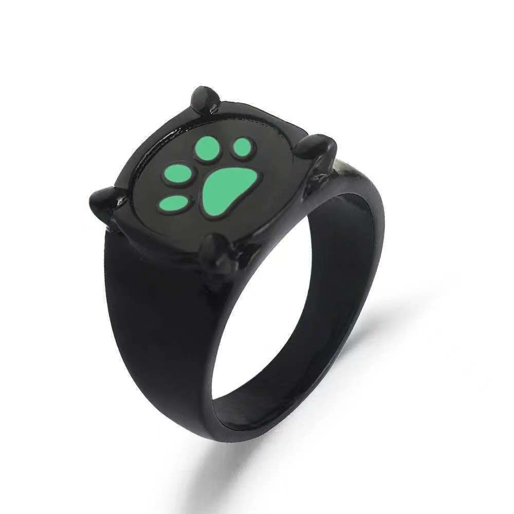 Cincin Motif Kartun Telapak Kaki Anjing / Kucing Warna Hitam Untuk Wanita