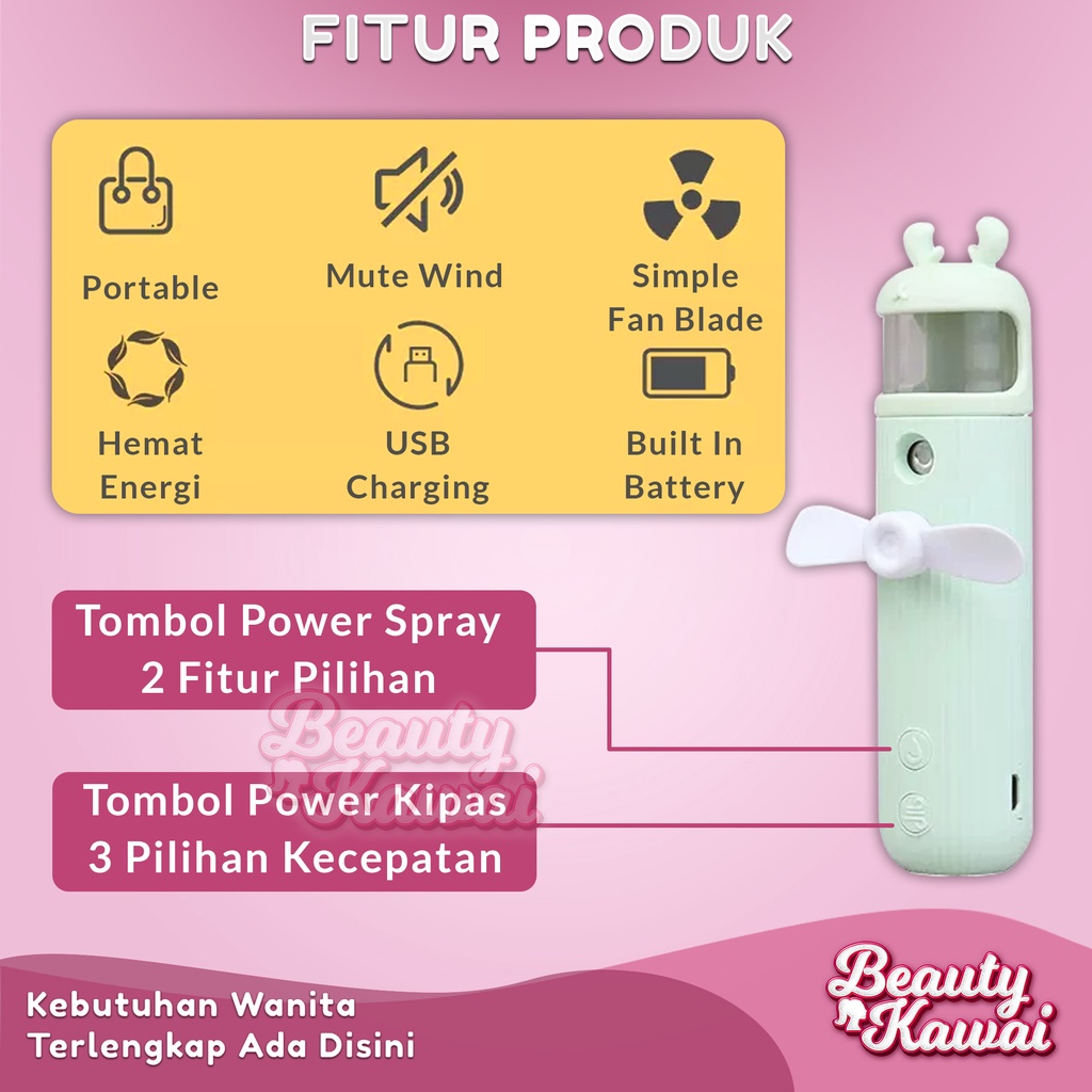 Alat Facial Wajah 2in1 800 mAh Nano Spray USB Charger Portable