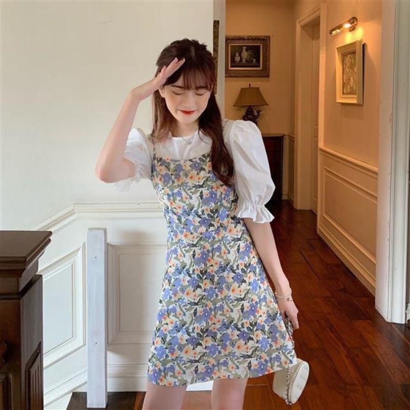 Dress Korea Floral Puffy