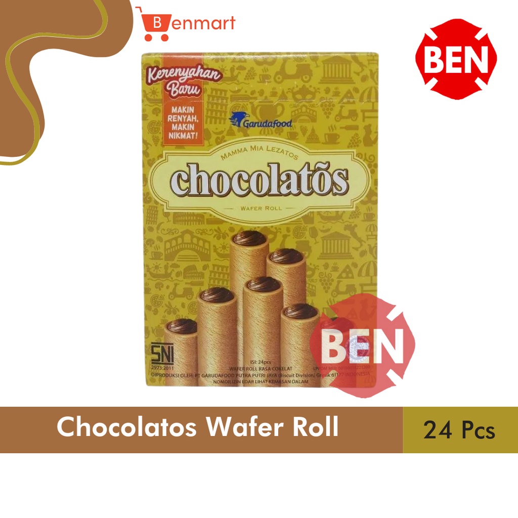 

CHOCOLATOS WAFER ROLL 1 PAK ISI 24 pcs BUNGKUS 9gr 9 gr - Cokelat Cokolatos Coklat