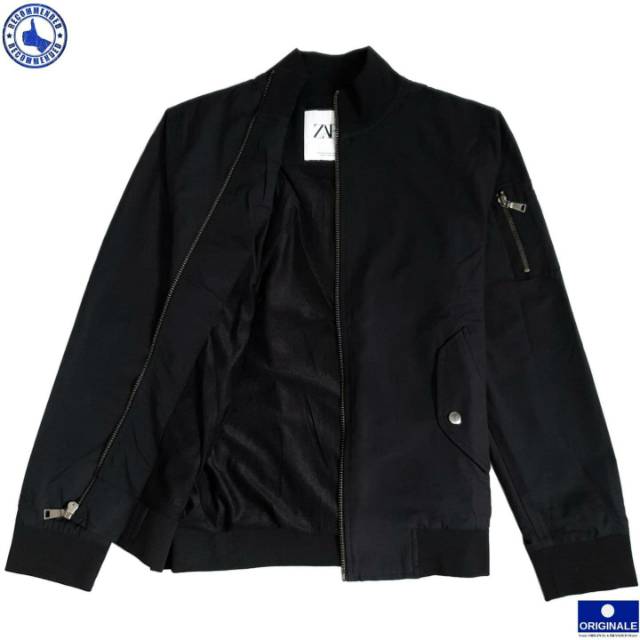 ZRA Men's Technical Bomber Jacket - Black