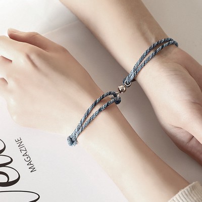 1 Pair Minimalist Couple Bracelet/ Handmade Adjustable Friendship Braided Rope/ Creative Lovers Magnetic Bracelet/ Distance Magnetic Lovers Jewelry Set Gifts