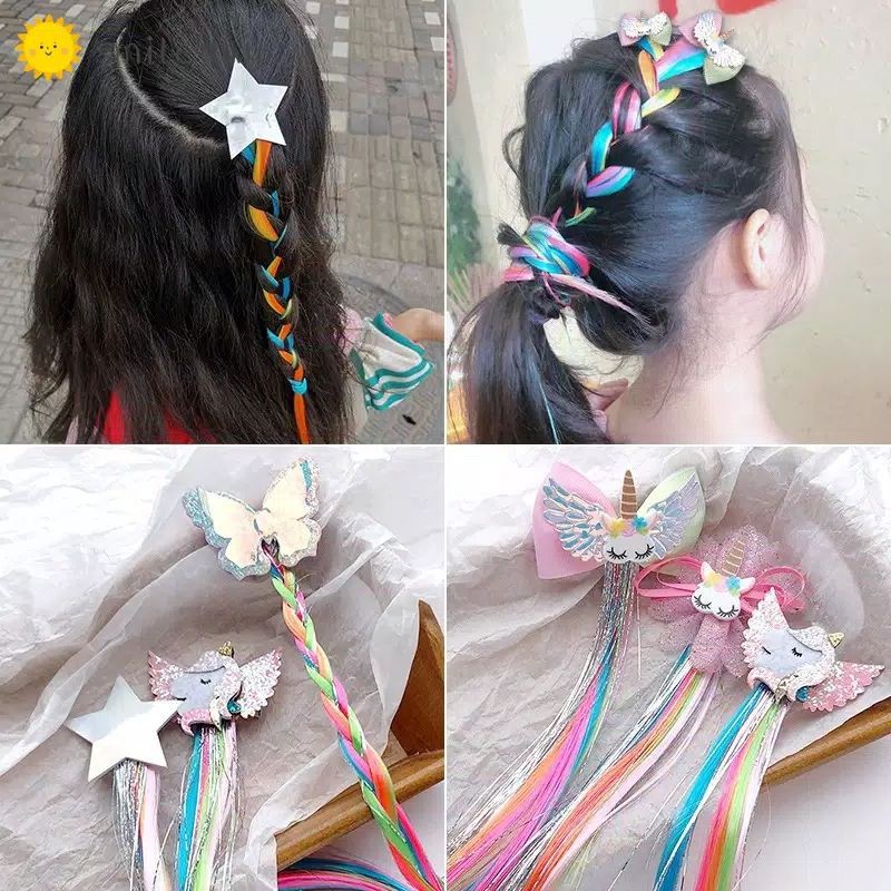 JEPIT RAMBUT LUCU WARNA- WARNI ANAK PEREMPUAN, JEPIT RAMBUT PALSU MODEL UNICRON BINTANG JEPIT RAMBUT KEPANG SEQUINS &amp; UNICORN, JEPIT RAMBUT PALSU WARNA WARNI ANAK PEREMPUAN