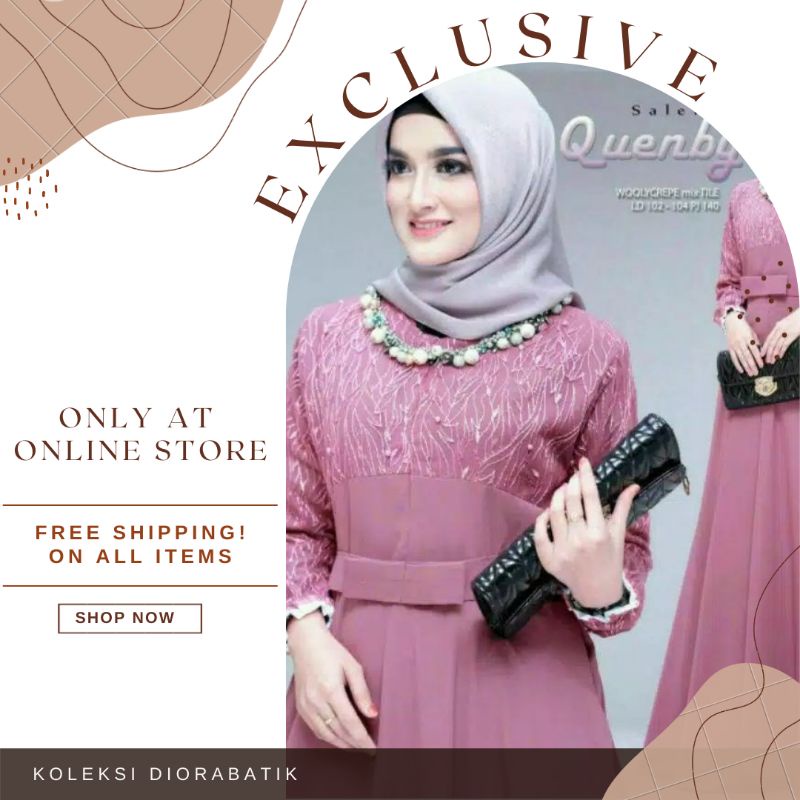 Dress Quenby //JUMBO &amp; STANDAR Gamis Brokat Tille Kombi Pita Mix Moscrepe