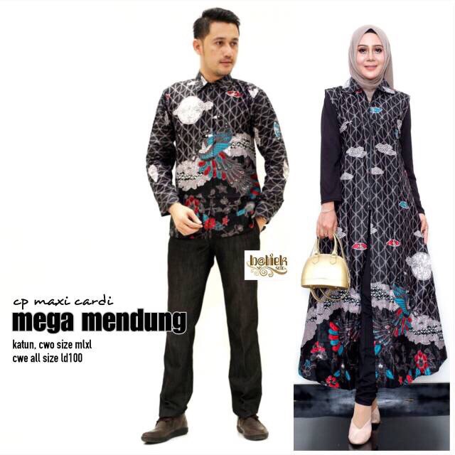 Couple Maxi Cardi Mega Mendung Outer Sarimbit Batik Modern Seragam Pesta Long Cardigan Kekinian