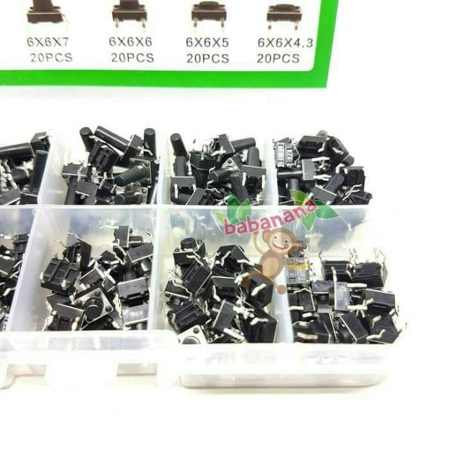 180pcs Tactile Push Button Switch Micro Momentary Tact Assorted Kit