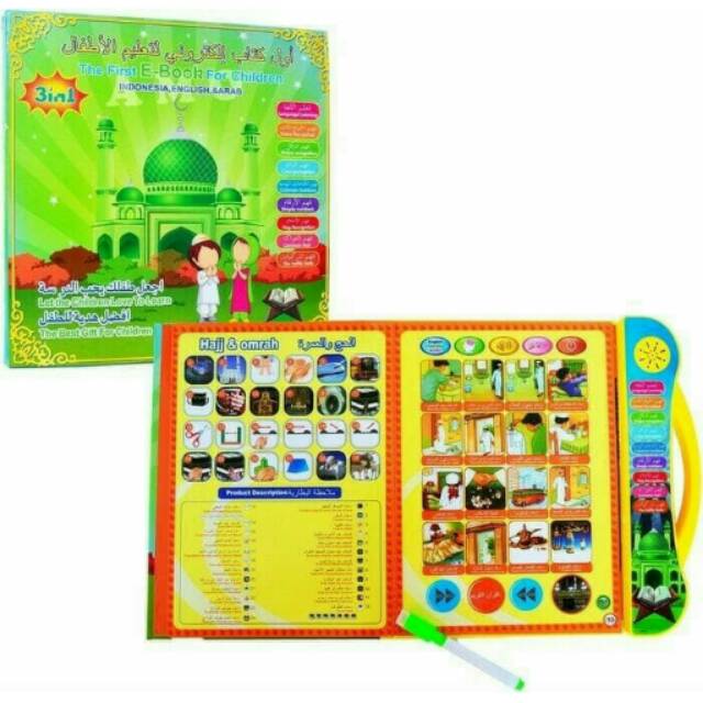 e book 3 bahasa buku edukatif indonesia arab inggris edukasi mainan anak anti sobek-0