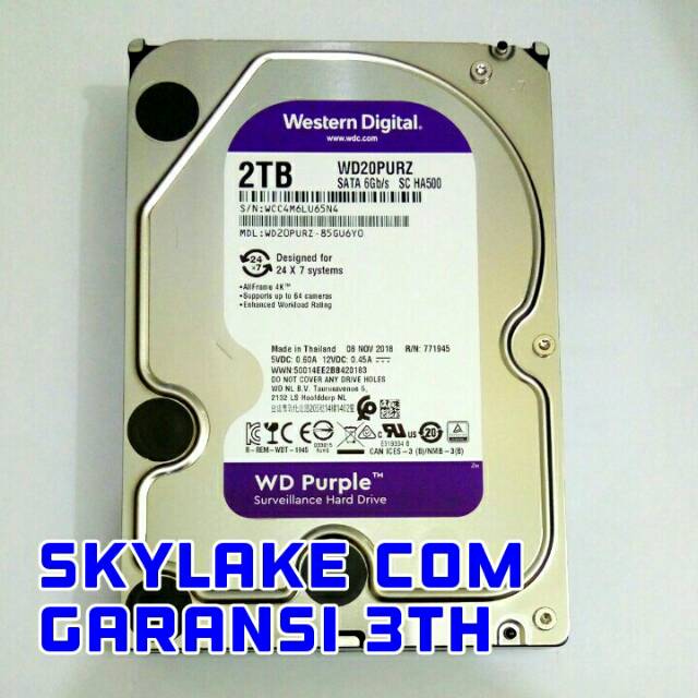 HARDDISK WD PURPLE 2TB CCTV