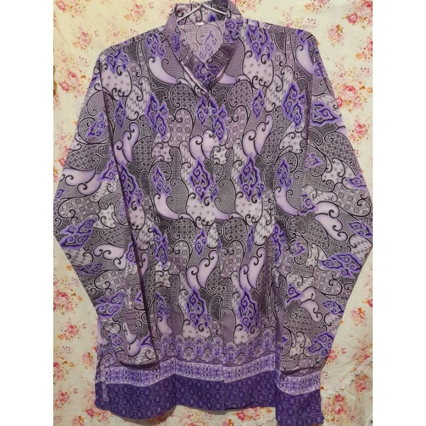 Preloved Tunik Batik Ungu Lilac Wanita