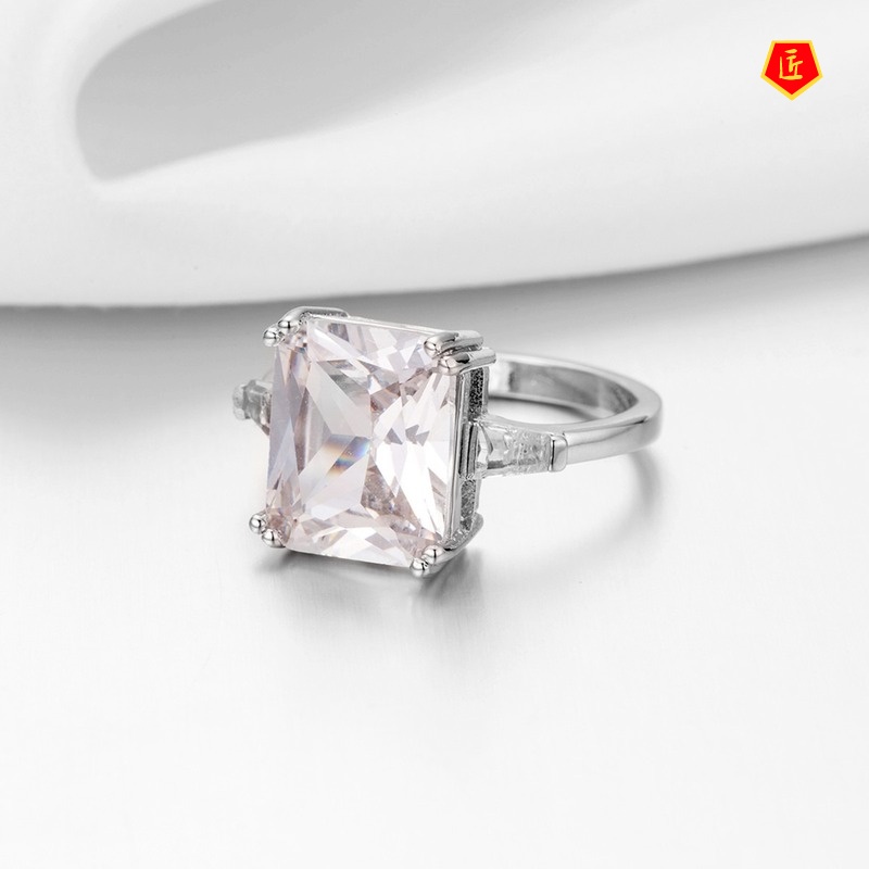 [Ready Stock]Exaggerated Square Diamond Ring Simple Fashion