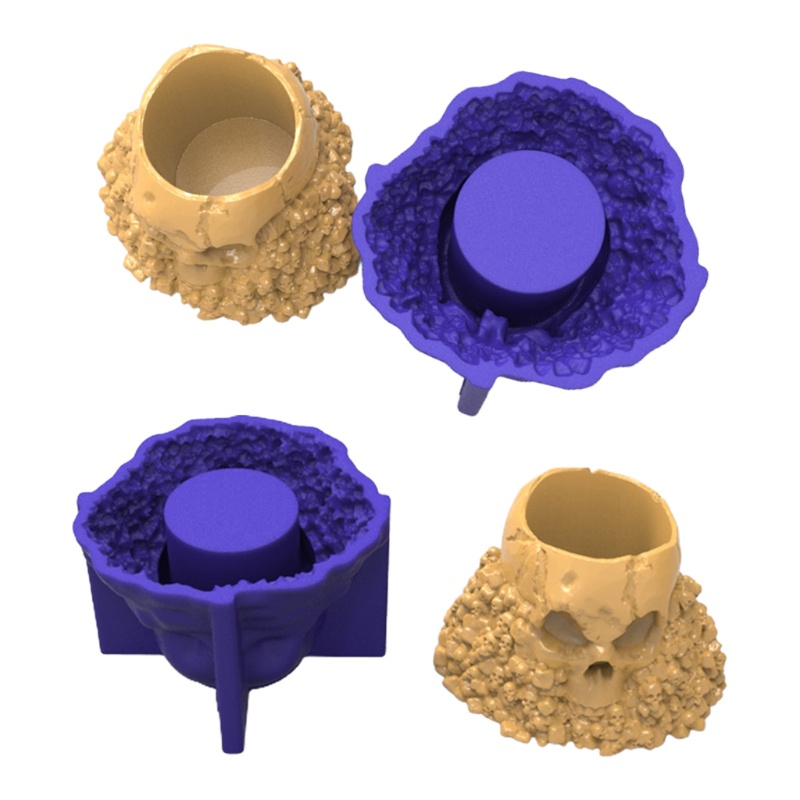 Ran Cetakan Pot Bunga / Tanaman Bentuk Tengkorak 3D Bahan Silikon Handmade