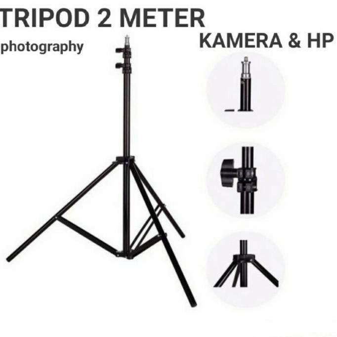 Bergaransi Tripod 2 Meter - Tripod Ring Light 2M - Tripod Kamera + Handphone 2 M Hemat