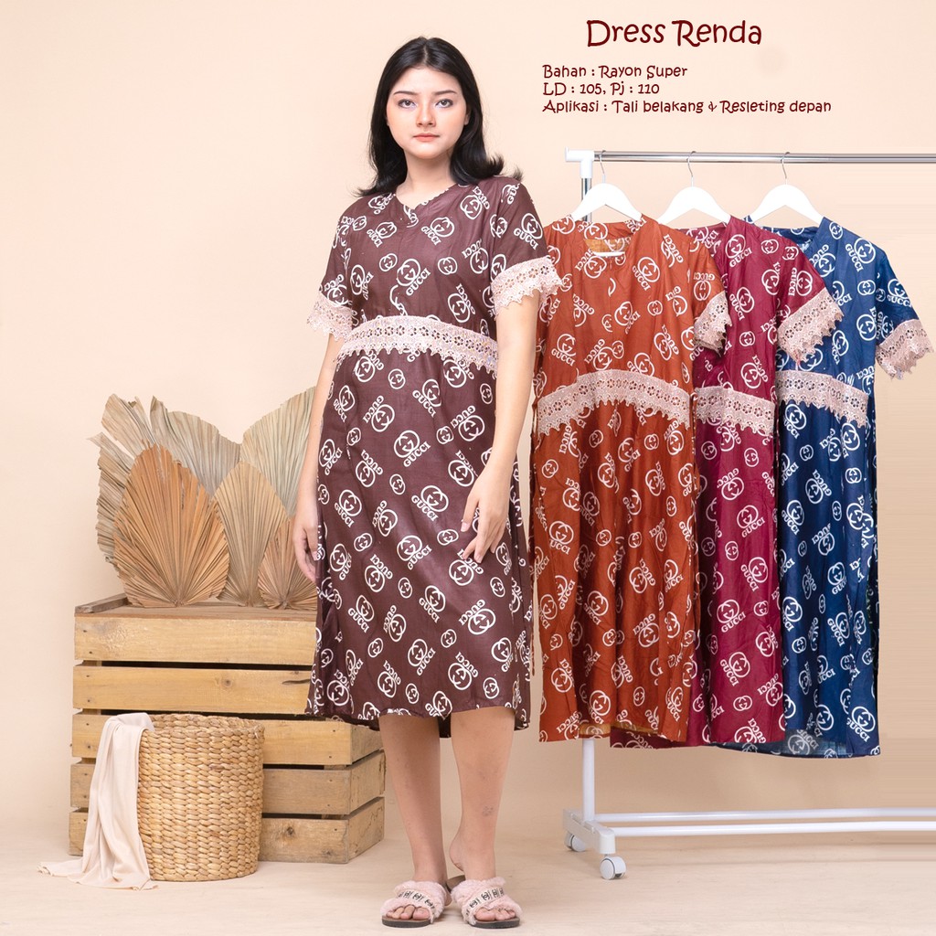 Dress Renda Gucci / Daster Arab, Busui Resleting Depan Tiara