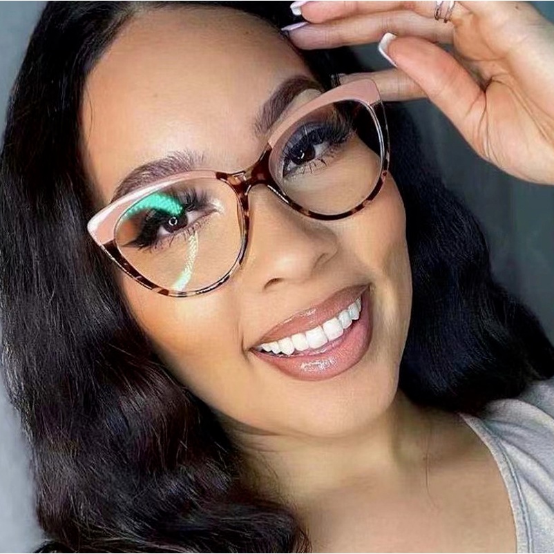 【Replaceable lenses】COD (AIMURUSI) Desain Merek Barat Retro Cat Eye Kacamata Bingkai Wanita/kacamata anti cahaya biru / sinar-2