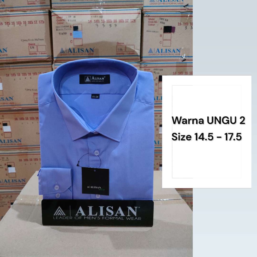 Alisan Kemeja Pria Lengan Panjang Polos Reguler Warna UNGU 2 ORIGINAL (UNGU 2)