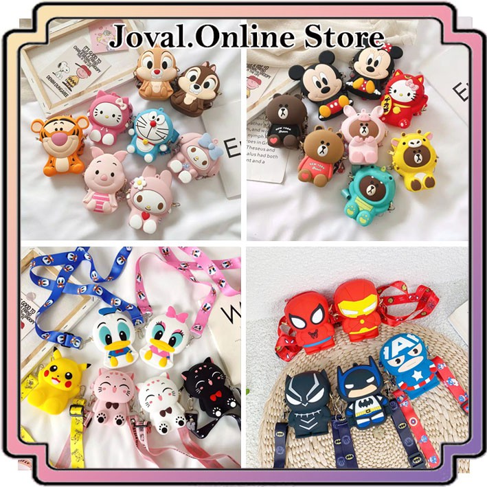TAS SELEMPANG ANAK RUBBER JELLY KARAKTER / SLING BAG ANAK / TAS ANAK