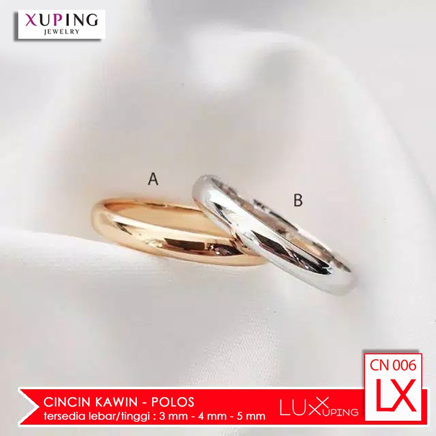 CN 006 Cincin Kawin Xuping Asli Wedding Ring Polos Tanpa Mata Gold Silver Unisex Laki Perempuan Cincin Pertunangan Luxx Xuping