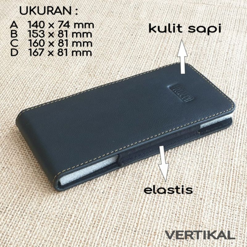 Sarung dompet hp iphone samsung oppo vivo xiaomi kulit asli slot vertikal