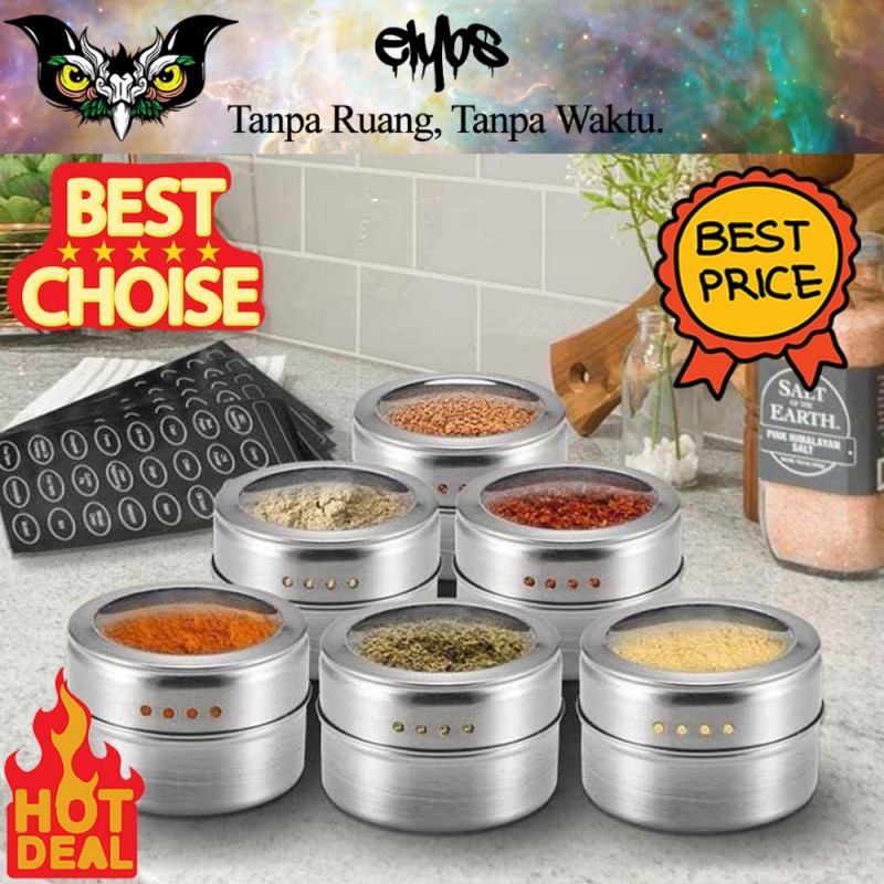 Tempat Penyimpanan Bumbu Masak Dapur Leten Lada Garam Magnet Storage