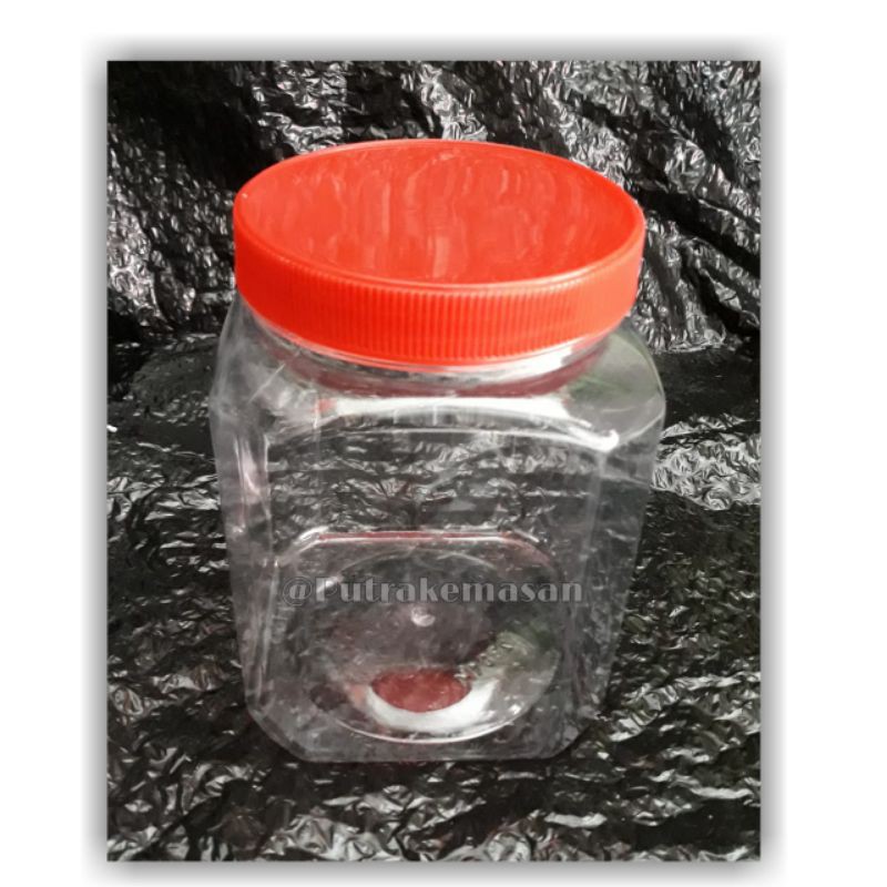 Toples Plastik ikan cupang 1liter kotak/ Toples ikan plastik toples kue