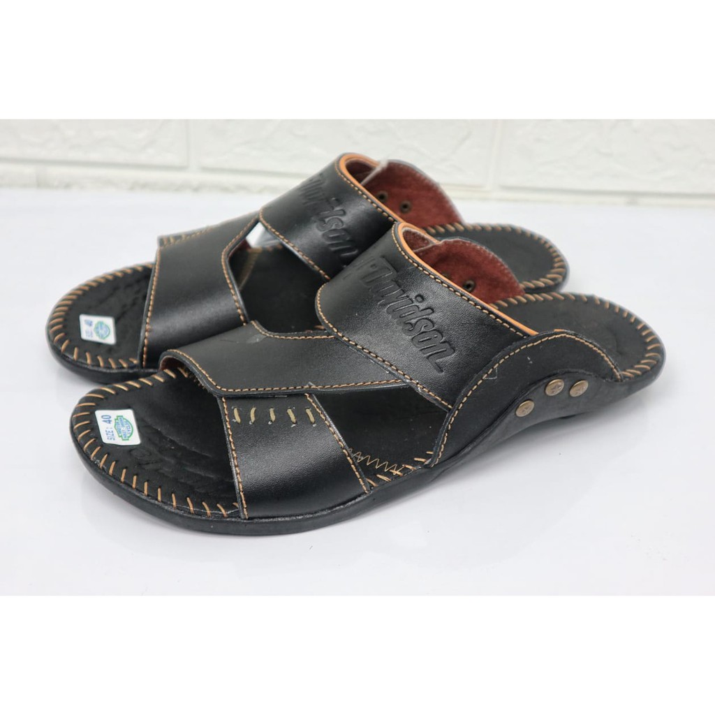 Terbaru Sandal Pria Kulit Sapi Asli Harley Davidson Real Leather Cow Sendal Jepit Ban 2  Rempel New1