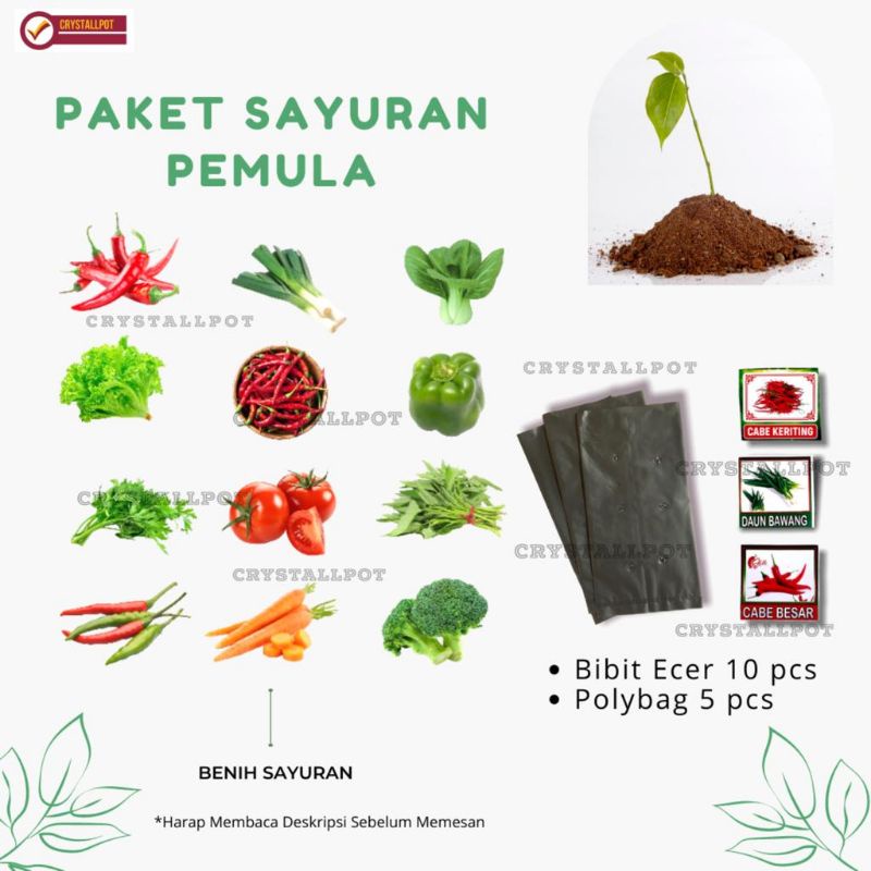 BENIH BIBIT PAKET SAYURAN PEMULA ISI 10 BIBIT - PAKET SAYURAN PEMULA ISI 10 PCS