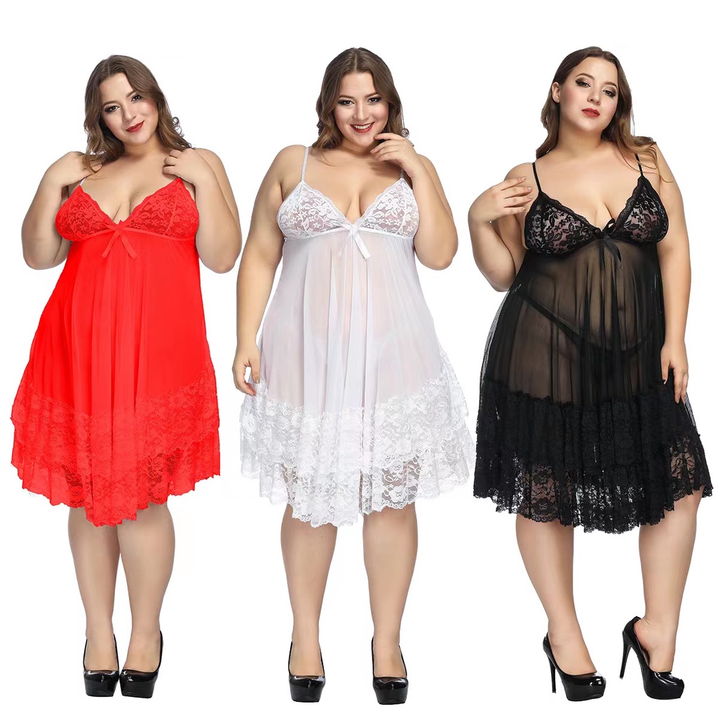 Lingerie big size jumbo sexy dress transparan baju tidur wanita dewasa