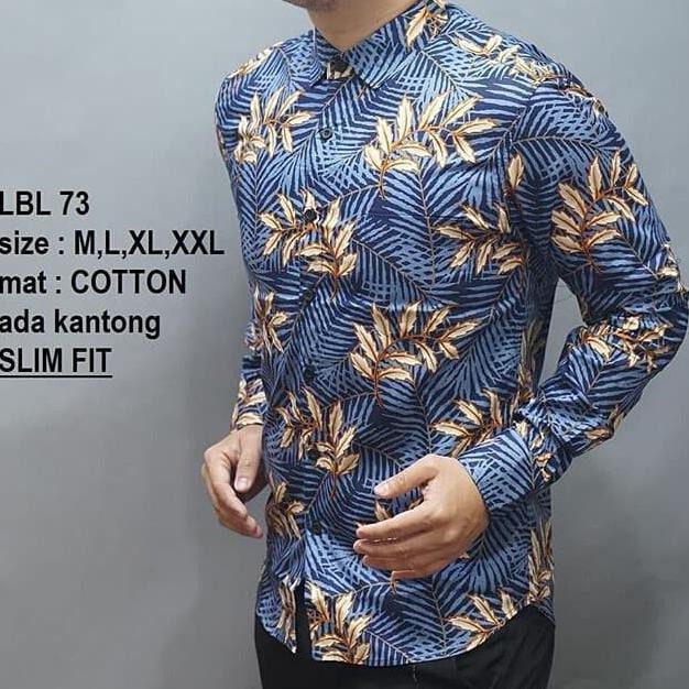 KEMEJA BATIK PRIA SLIM FIT LBL73 BAJU BATIK SLIM FIT ELEGAN MODERN EDITION