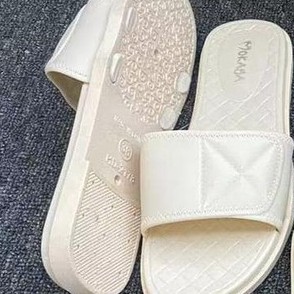 Sandal Slop Jelly Wanita Ban Polos motif Alas anyam empuk super elegant Import Mokaya / size 37-41 (2178)-Putih