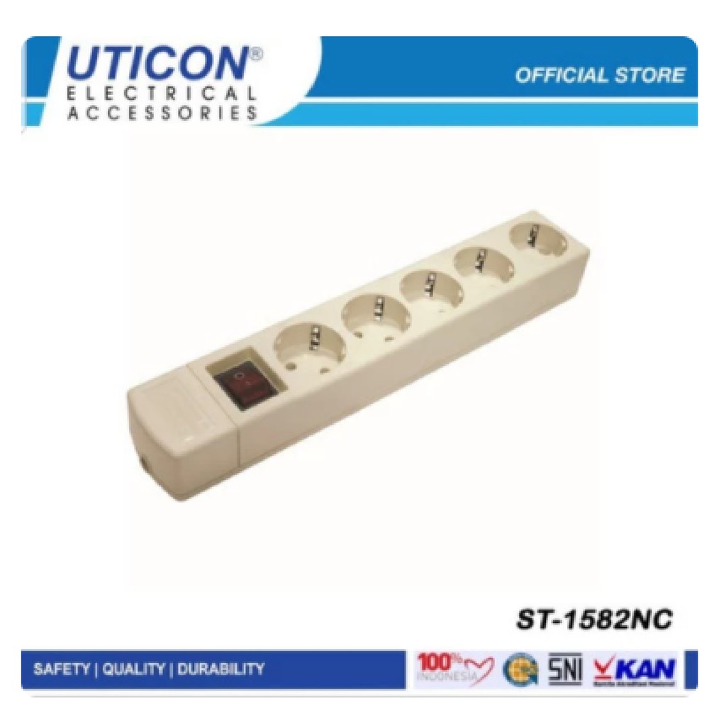 UTICON STOP KONTAK 5 LUBANG + SAKLAR LAMPU ST-1582NC