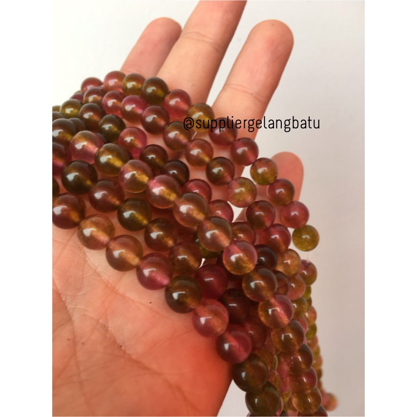 Burgundy Quartz Round Beads 8mm aksesoris premium kuarsa bulat renceng aksesoris craft grosir bahan