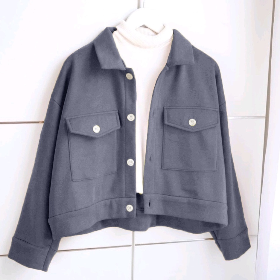 Outer Wanita Cardigan-Dark Grey (kerah)