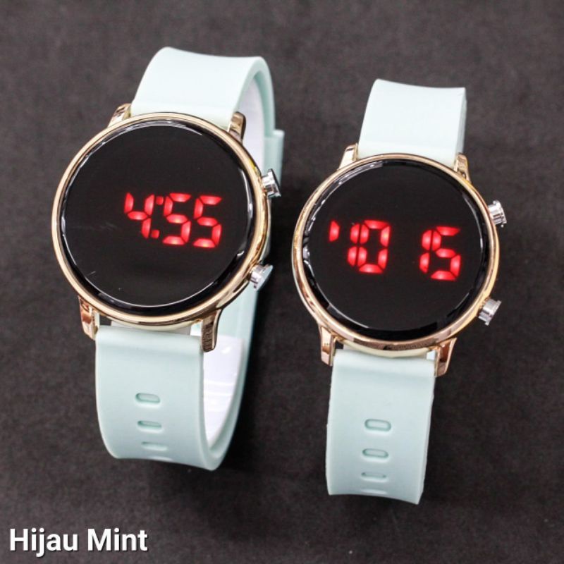 JAM TANGAN WANITA LED DIGITAL WATCH JSS 3415 SERIES TOP QUALITY TALI RUBBER WARNA BULAT TERBARU