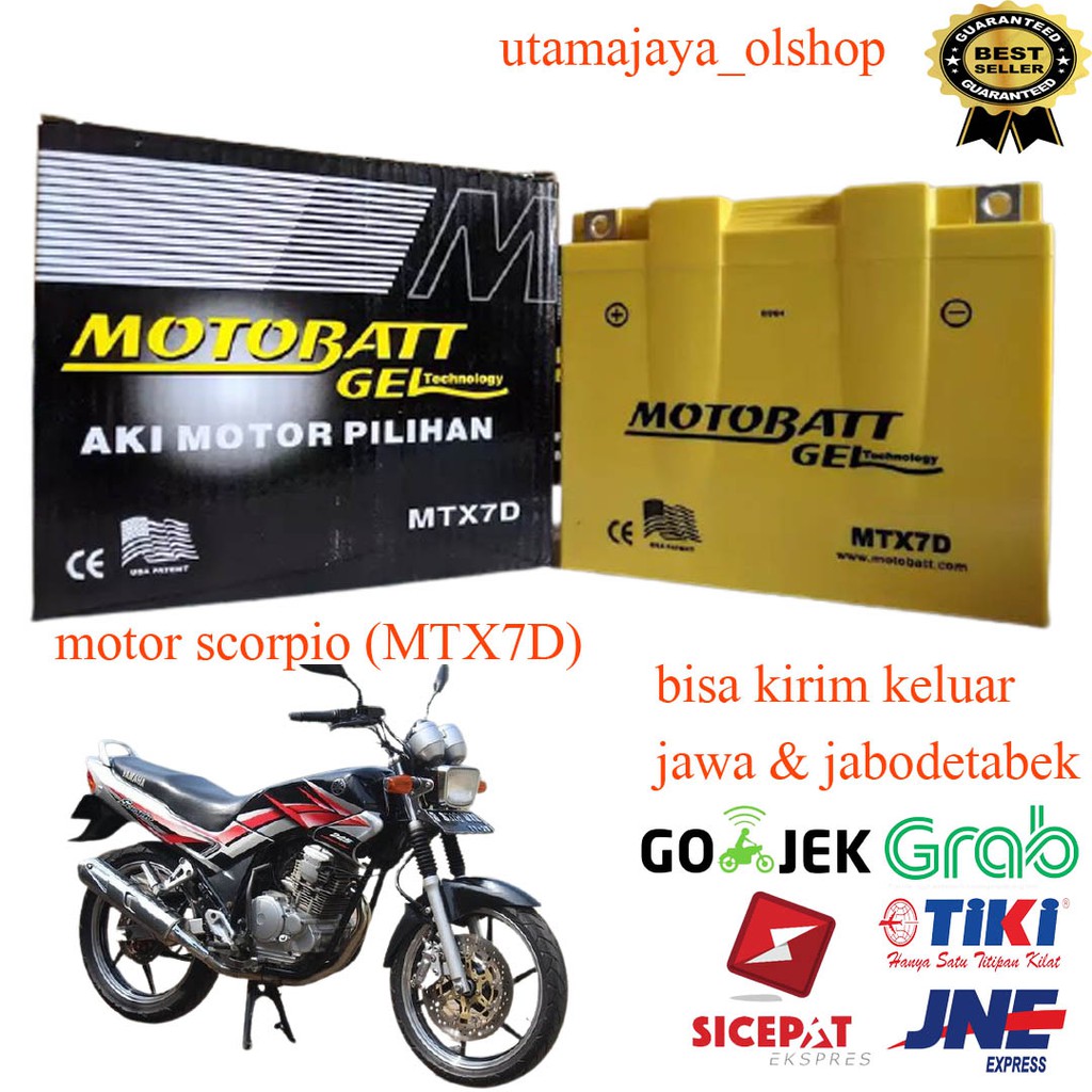 aki motor yamaha scorpio motobatt motobat MTX7D accu gel ORIGINAL pabrik aki bagus