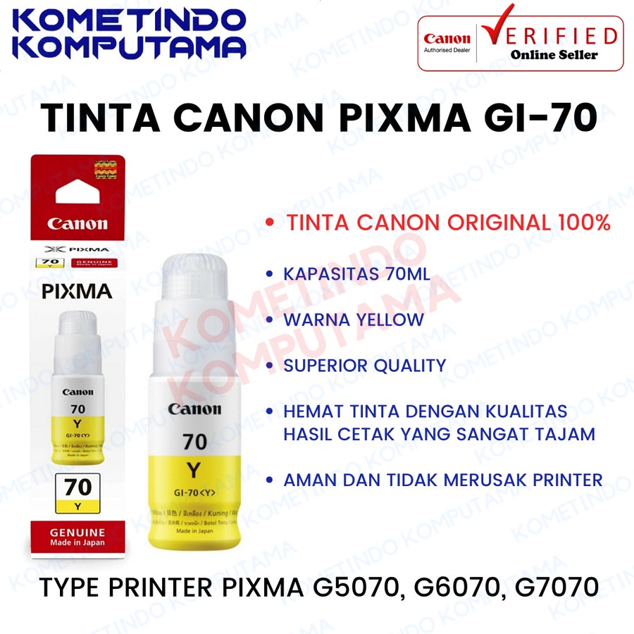 GI-70 YELLOW 70ml Tinta Botol Canon Pixma Original GI70 KUNING 100% ORIGINAL