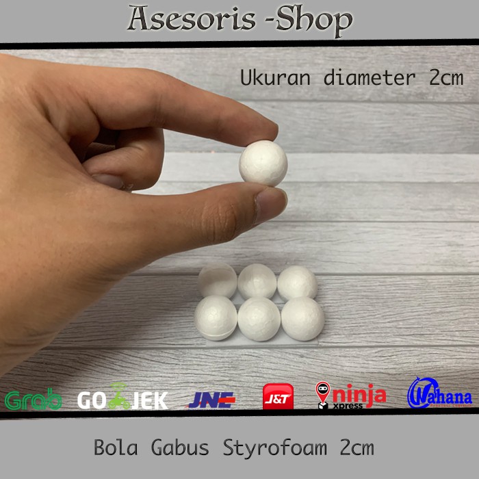 Bola Gabus 2cm / Bola Gabus Styrofoam diameter 2cm isi 10 pcs