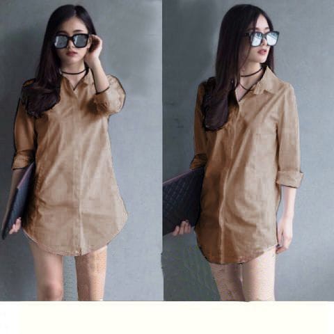 Baju Kemeja wanita rayon cream/Kemeja Shinta Cream SW