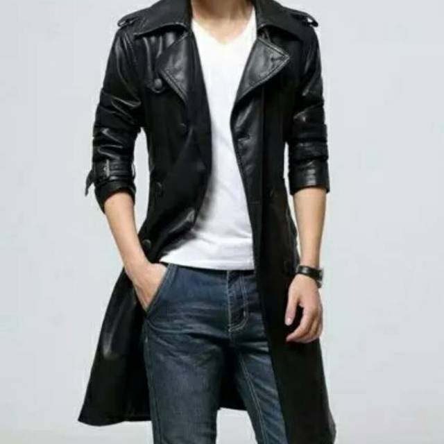 Jaket coat pria kulit sintetis berkualitas