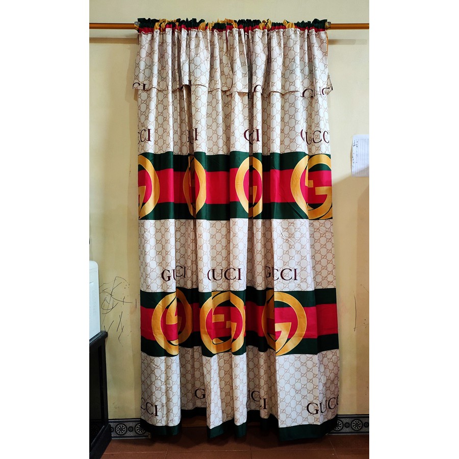 Gorden Serut Rumbai Untuk Hordeng Pintu Jendela Ukuran 100x200cm Motif Gucci Shopee Indonesia