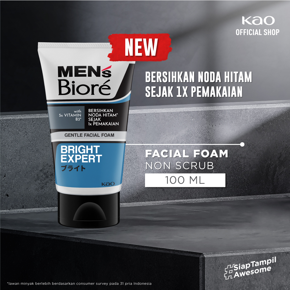 Men's Biore Sabun Cuci Muka Skincare Pria Bright Expert 100gr