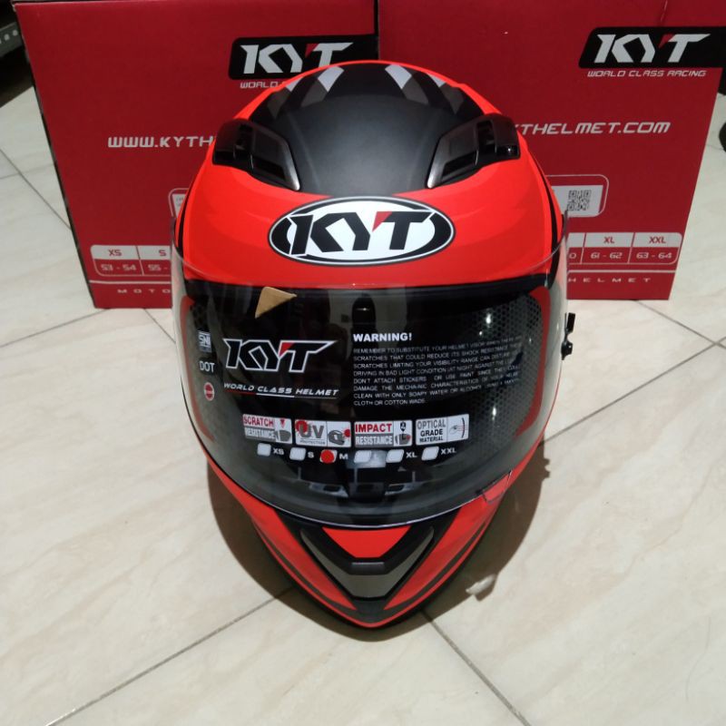 COD Helm KYT Falcon 2 Black Aqua Blue Black Red Doff Original-6
