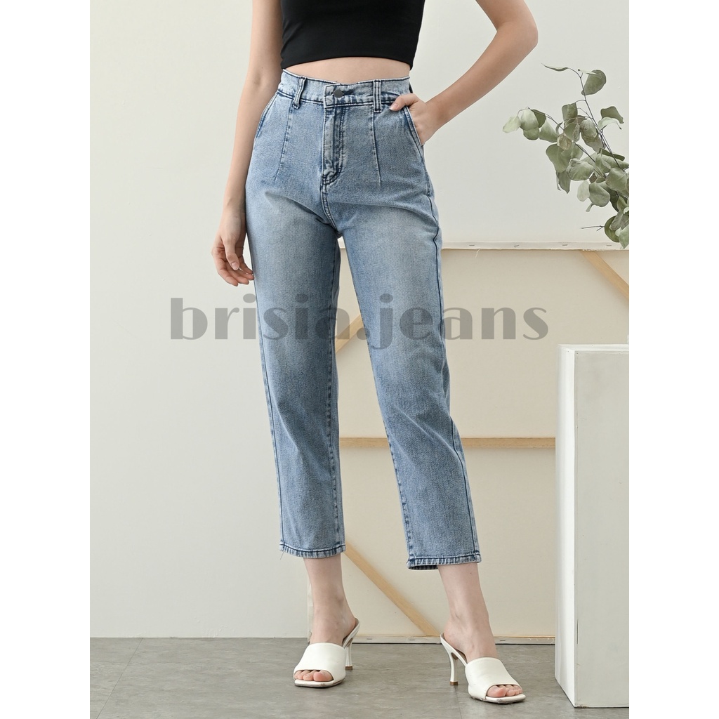 [SIZE 27-34] STELLA Highwaist Boyfriend Jeans - Snow Blue Series / Bigsize Jeans Boyfriend