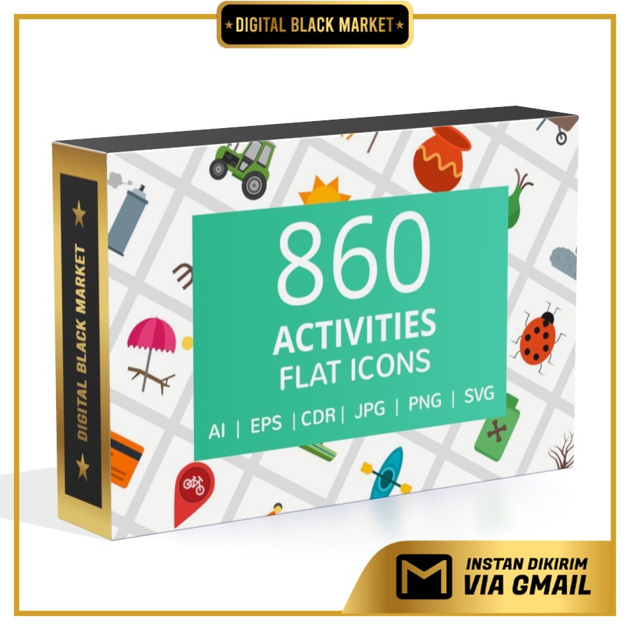 860 Activities Flat Icons - Vector Designs