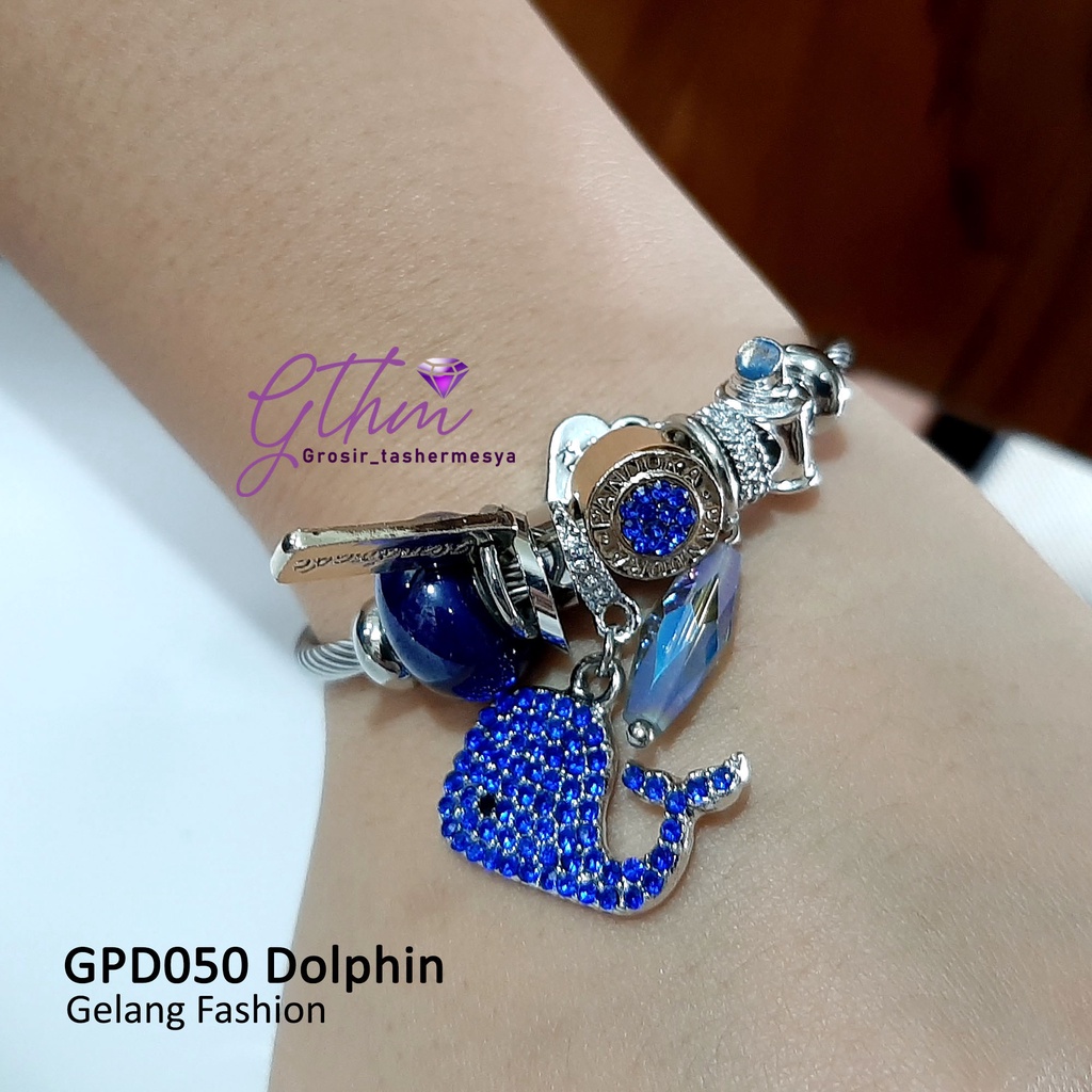 Gelang Wanita Dolphin Ruby Shaphire Perhiasan Import Anti Karat Model Lentur bisa dipakai sehari-hari fashionable GPD005 GTHM