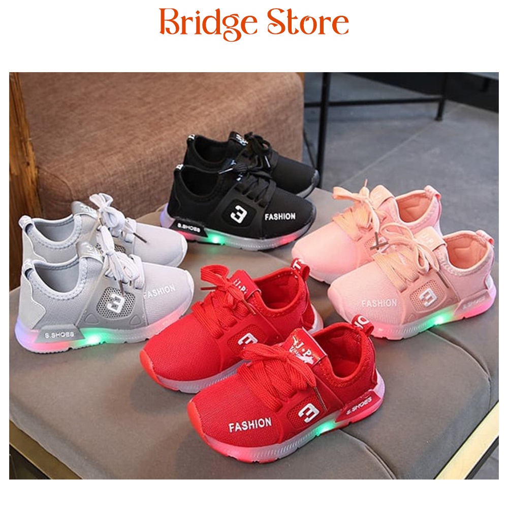 Bridgestore - Sepatu Sneakers LED Anak Laki-laki &amp; Perempuan Motif 011 Import