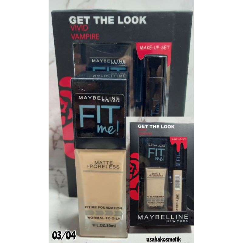 TERMURAH MAKE-UP SET MAYBELLINE 2IN1  FOUNDATION MATTE PORELESS + CONCEALER NO.3302 | 3384