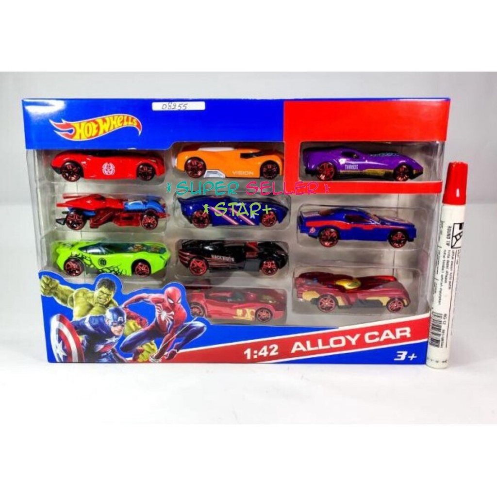 Mainan Diecast Mobil Hot Wheels Karakter Avengers isi 10 PCS 08255
