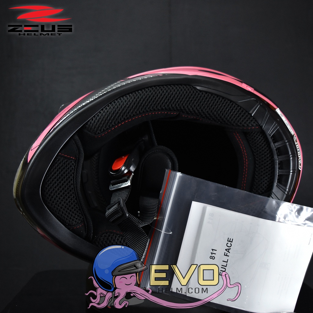 HELM ZEUS FULL FACE PINK AL6 BLACK - FREE SMOKE VISOR ZEUS ORIGINAL ( ONGKIR 2KG )