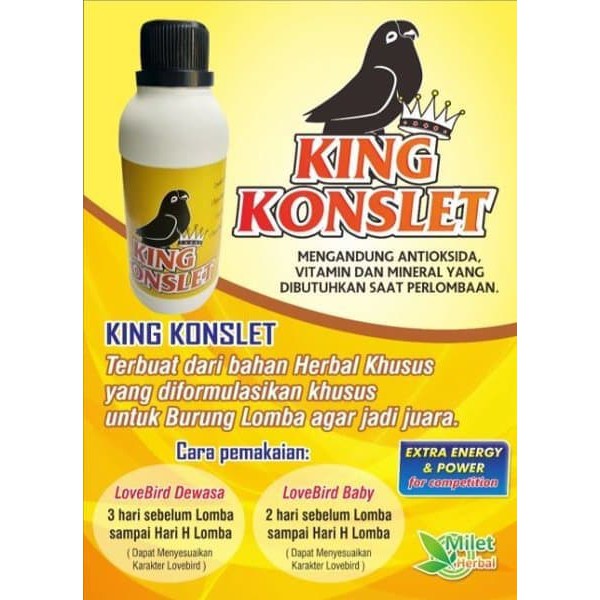 KING KONSLET Vitamin Ramuan Herbal Khusus Love Bird Siap Lomba 350gram-1