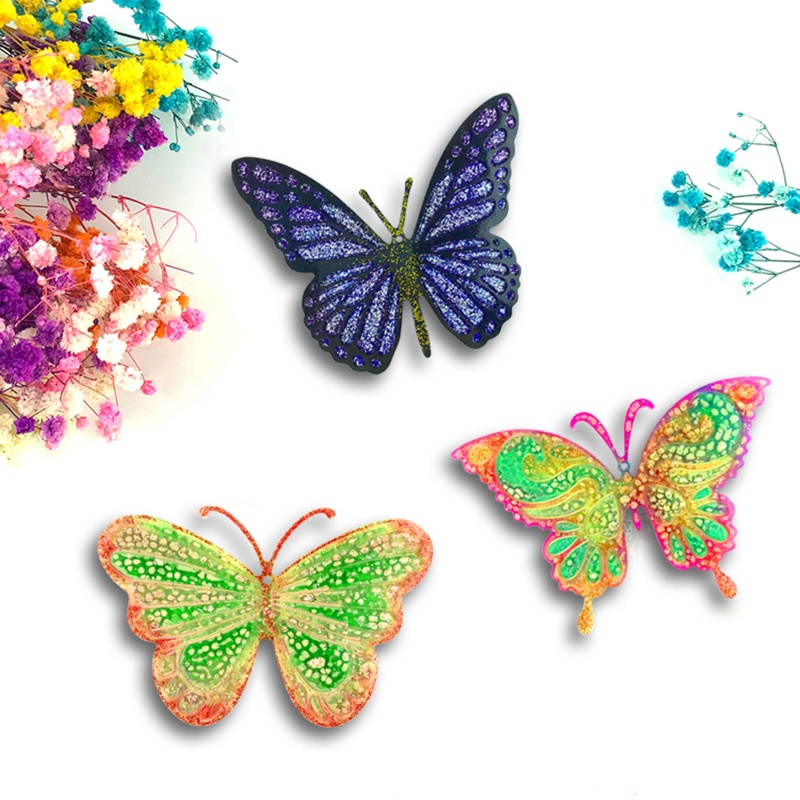 Siy Cetakan Resin Epoksi Kristal Bentuk Kupu-Kupu Bahan Silikon Handmade DIY Untuk Gantungan Kunci